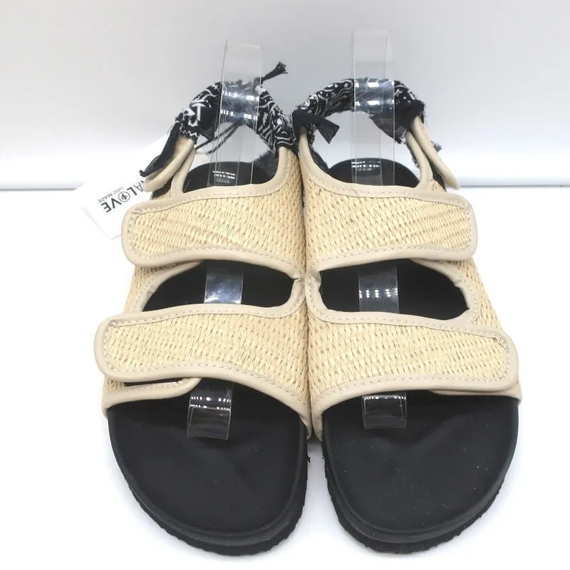Arizona Love Apache Bandana Raffia Sandals Natural/Black Size 40 NEW