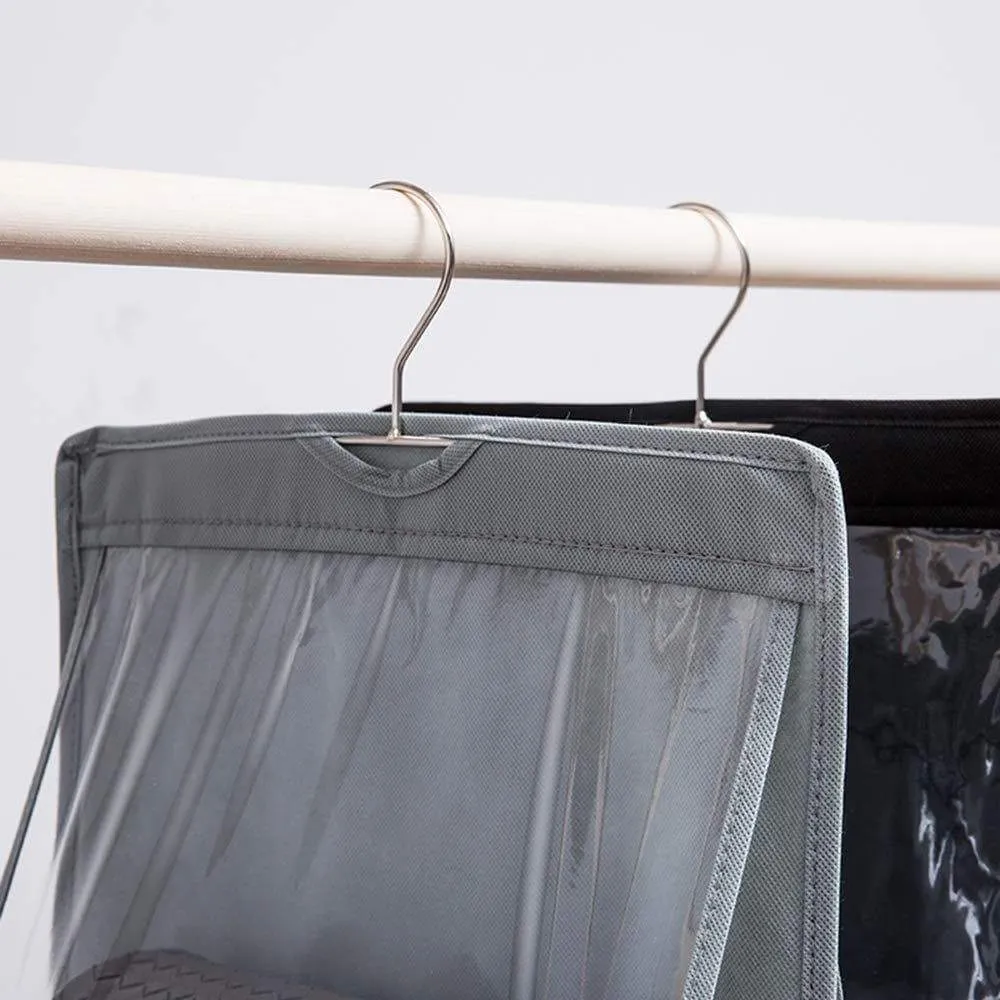 Dearjana Wardrobe Hanging Handbag Organizer 6 Large Pockets Dust-Proof Bag Storage Purse Handbag Tote Bag Holder Organizer for Closet Bedroom