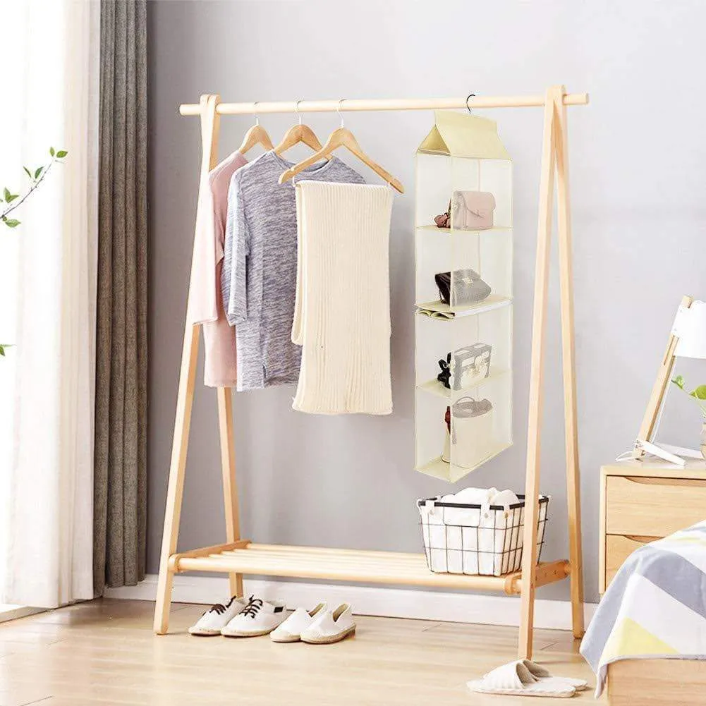 Hanging Purse Handbag Organizer Handbag Organizer for Purses Homewares Nonwoven 4 Pockets Hanging Closet Storage Bag Holder Wardrobe Closet Space Saving Organizers System for Living Room Bedroom Use