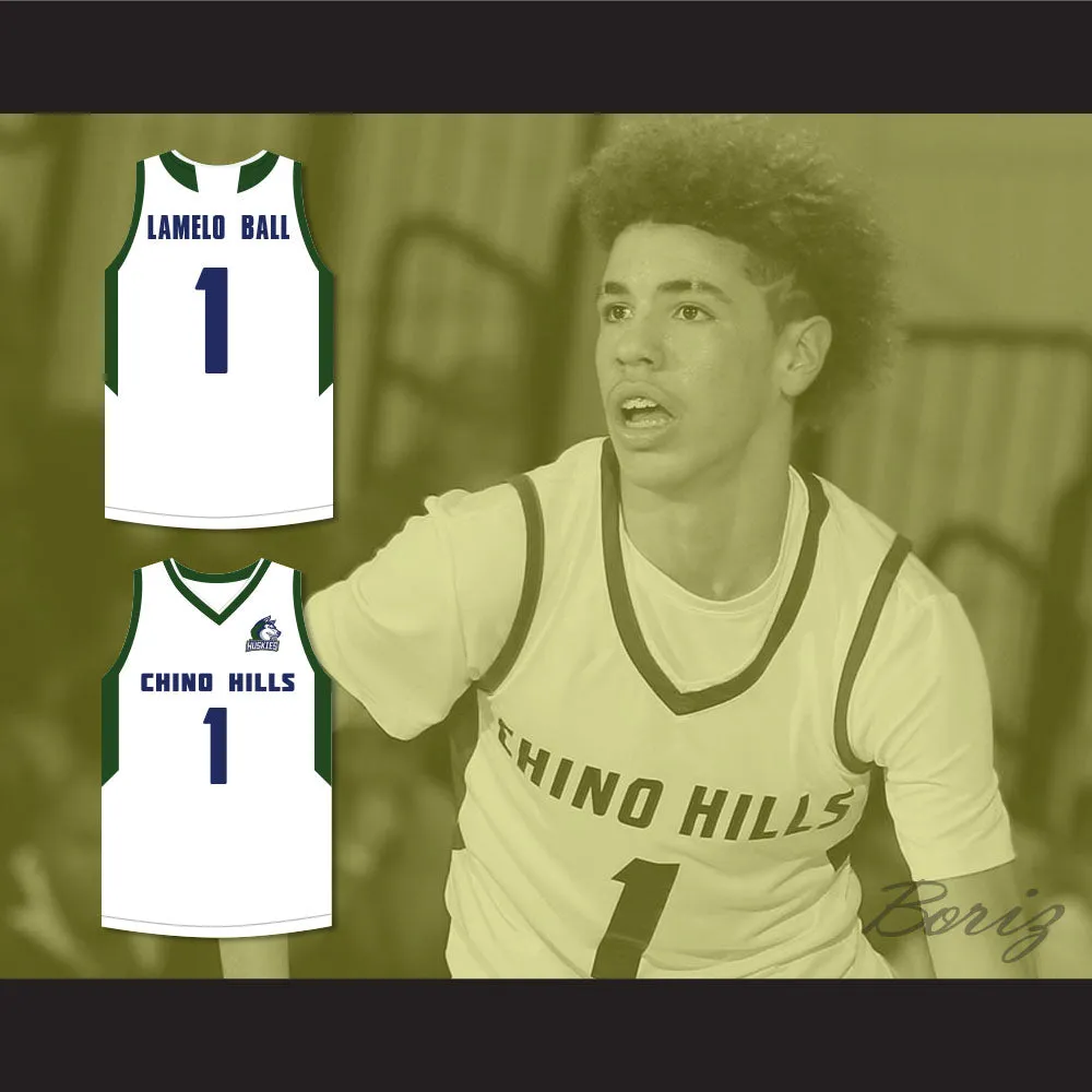LaMelo Ball 1 Chino Hills Huskies White Basketball Jersey with Patch 2